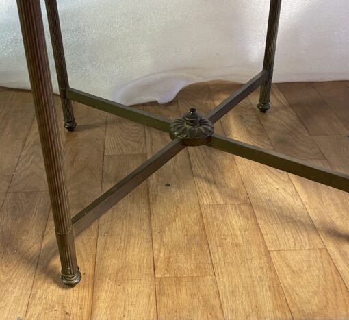 1950/70′ Pair Of Round Coffee Tables In Patinated Bronze Style L XVI, Ø 60 H 39/41 cm - Image 9