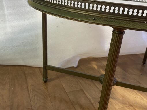 1950/70′ Pair Of Round Coffee Tables In Patinated Bronze Style L XVI, Ø 60 H 39/41 cm - Image 8