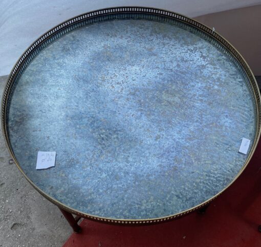 1950/70′ Pair Of Round Coffee Tables In Patinated Bronze Style L XVI, Ø 60 H 39/41 cm - Image 3