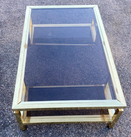1970 ‘Guy Lefevre Rectangular Coffee Table In Brass And Smoked Glass 130 x 80 cm - Image 11