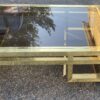 1970′ Table Basse Rectangulaire Guy Lefevre En Laiton Et Vitres Fumées 130 x 80 cm – Image 8