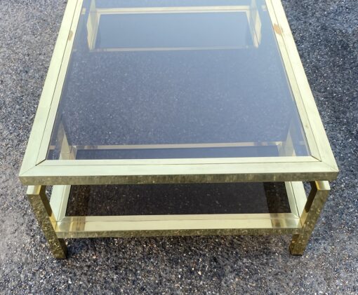 1970 ‘Guy Lefevre Rectangular Coffee Table In Brass And Smoked Glass 130 x 80 cm - Image 6