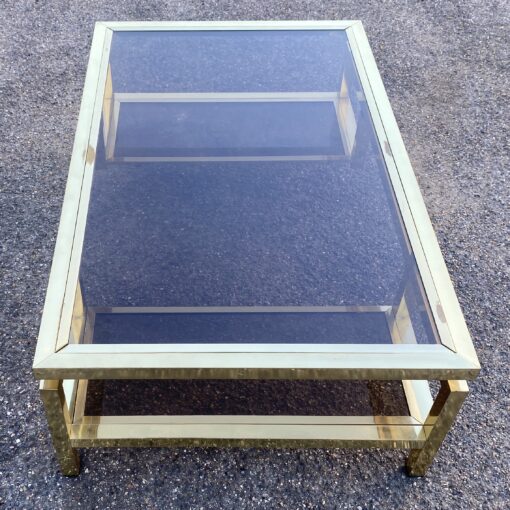 1970 ‘Guy Lefevre Rectangular Coffee Table In Brass And Smoked Glass 130 x 80 cm - Image 4