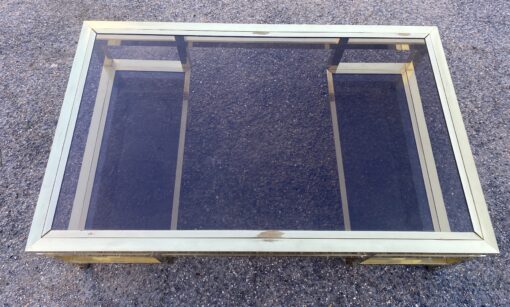 1970 ‘Guy Lefevre Rectangular Coffee Table In Brass And Smoked Glass 130 x 80 cm - Image 3