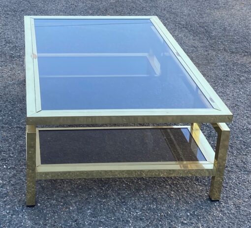 1970 ‘Guy Lefevre Rectangular Coffee Table In Brass And Smoked Glass 130 x 80 cm - Image 2