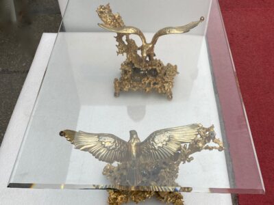 1970 'Coffee Table With Eagles In Gilt Bronze Signed By Boeltz For Roméo Paris
