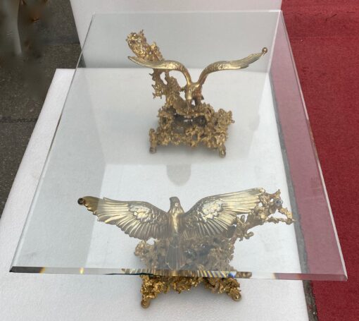 1970 'Coffee Table With Eagles In Gilt Bronze Signed By Boeltz For Roméo Paris