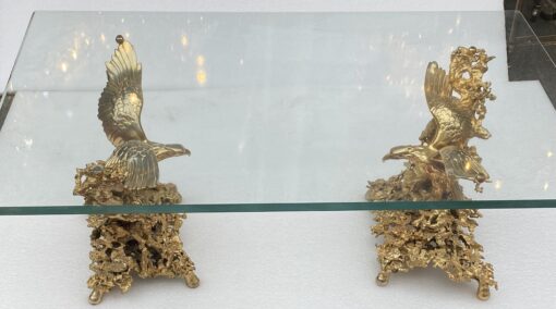1970 'Coffee Table With Eagles In Gilt Bronze Signed By Boeltz For Roméo Paris - Image 2