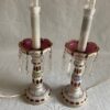 1970′ Pair of Baccarat Overlay Lamps: H 45 cm