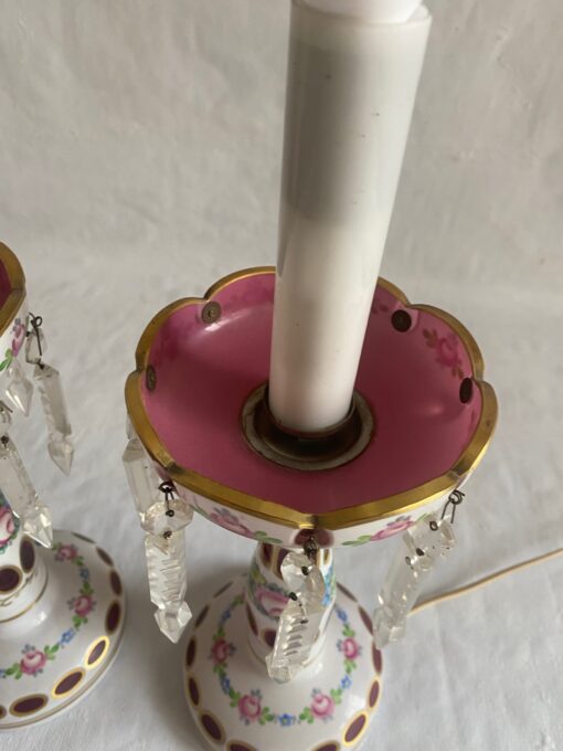 1970′ Pair of Baccarat Overlay Lamps: H 45 cm - Image 6