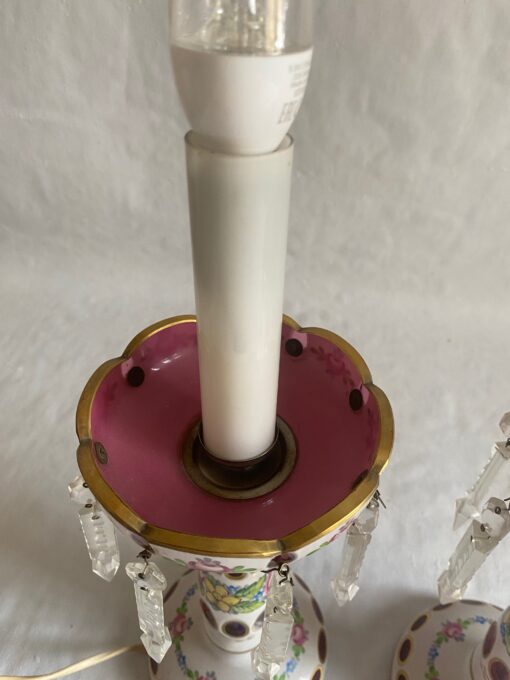 1970′ Pair of Baccarat Overlay Lamps: H 45 cm - Image 5