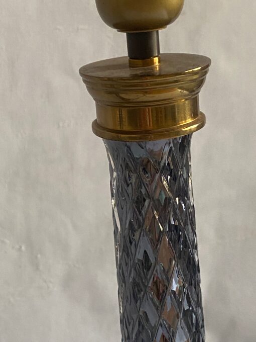 1970′ Pair of Glass Or Smoked Crystal And Gilt Bronze Lamps H 52 cm - Image 5