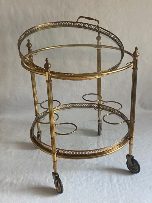 1970' Desserte roulante Maison Bagués En Laiton Et Bronze Doré – Image 5