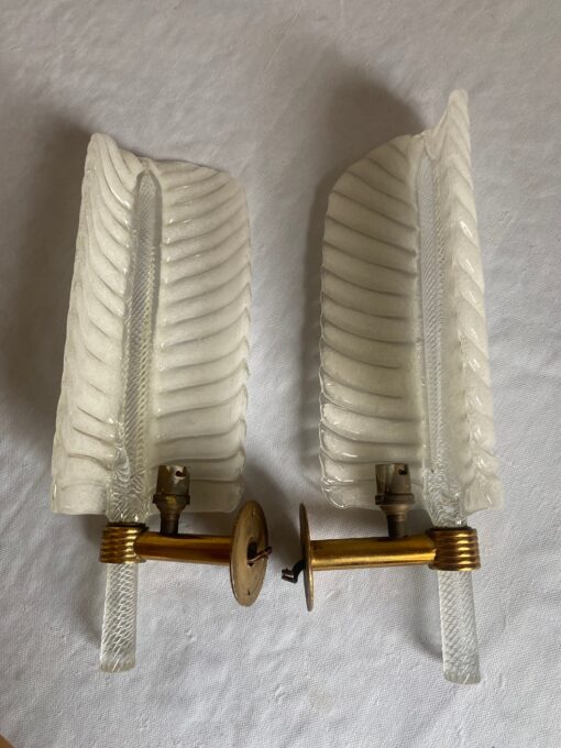 1950/70 Pair Of BAROVIER & TOSO Or Veronese Style Sconces For Arbus In Murano Crystal 42 x 13 cm - Image 5