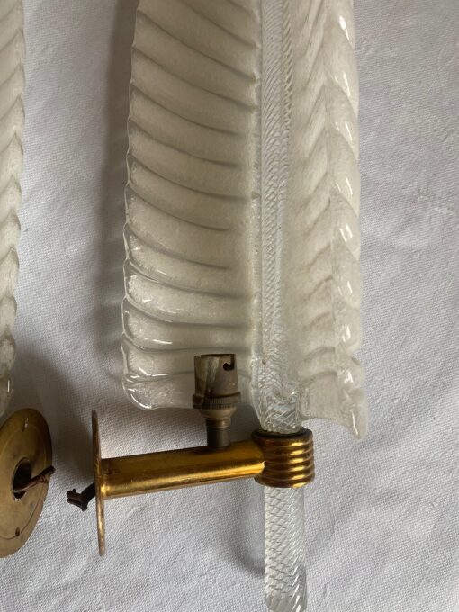 1950/70 Pair Of BAROVIER & TOSO Or Veronese Style Sconces For Arbus In Murano Crystal 42 x 13 cm - Image 4