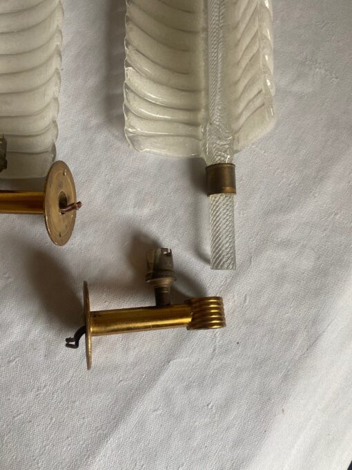 1950/70 Pair Of BAROVIER & TOSO Or Veronese Style Sconces For Arbus In Murano Crystal 42 x 13 cm - Image 3