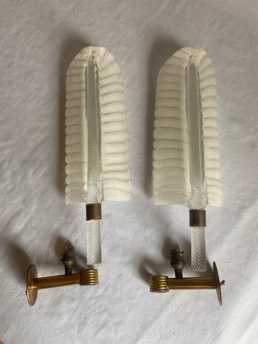 1950/70 Pair Of BAROVIER & TOSO Or Veronese Style Sconces For Arbus In Murano Crystal 42 x 13 cm - Image 2