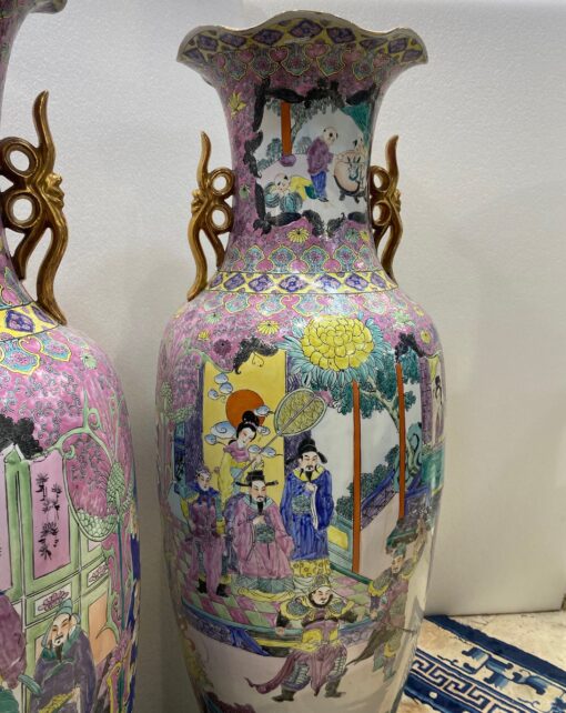 1950' Pair of Republic of China Vases H 127 cm - Image 15
