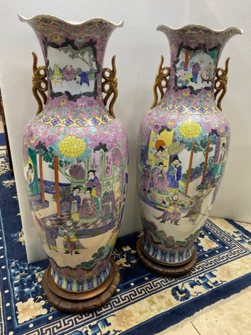 1950' Pair of Republic of China Vases H 127 cm