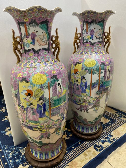 1950' Pair of Republic of China Vases H 127 cm - Image 12