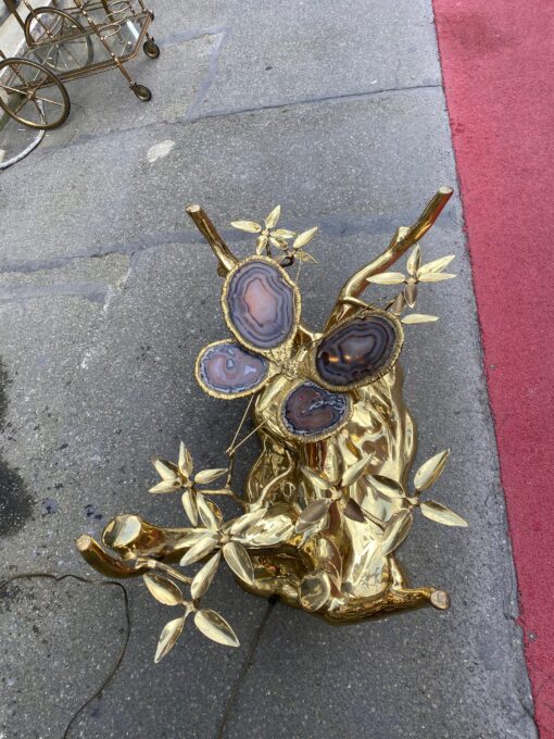 1970 'Enlightening Bonzai Coffee Table On Sand Dune In Gilt Bronze Isabelle Faure Or Duval Brasseur With Butterfly Wings In Agate - Image 20