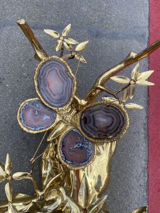 1970 'Enlightening Bonzai Coffee Table On Sand Dune In Gilt Bronze Isabelle Faure Or Duval Brasseur With Butterfly Wings In Agate - Image 19