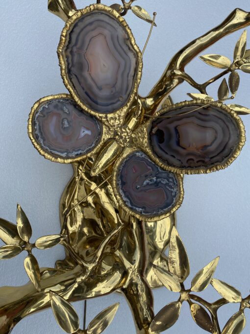 1970 'Enlightening Bonzai Coffee Table On Sand Dune In Gilt Bronze Isabelle Faure Or Duval Brasseur With Butterfly Wings In Agate - Image 17