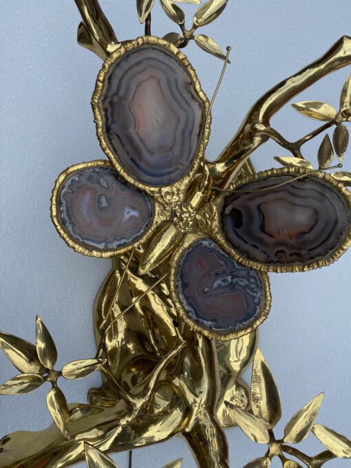 1970 'Enlightening Bonzai Coffee Table On Sand Dune In Gilt Bronze Isabelle Faure Or Duval Brasseur With Butterfly Wings In Agate - Image 16