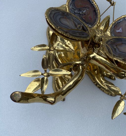 1970 'Enlightening Bonzai Coffee Table On Sand Dune In Gilt Bronze Isabelle Faure Or Duval Brasseur With Butterfly Wings In Agate - Image 14