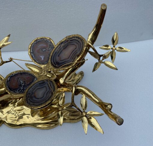 1970 'Enlightening Bonzai Coffee Table On Sand Dune In Gilt Bronze Isabelle Faure Or Duval Brasseur With Butterfly Wings In Agate - Image 10