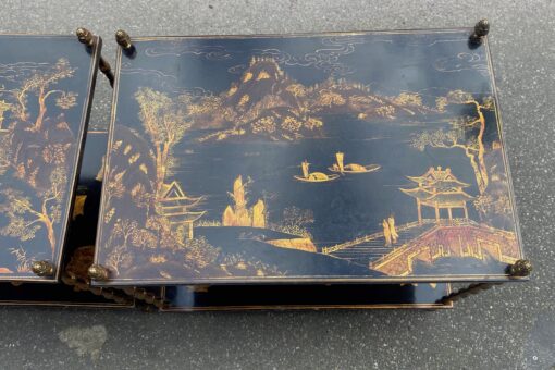 1950′ Pair of Maison Baguès Tables Bamboo Decor in Gilt Bronze With Chinese Lacquer Trays 60 X 40 X H 58 cm - Image 12