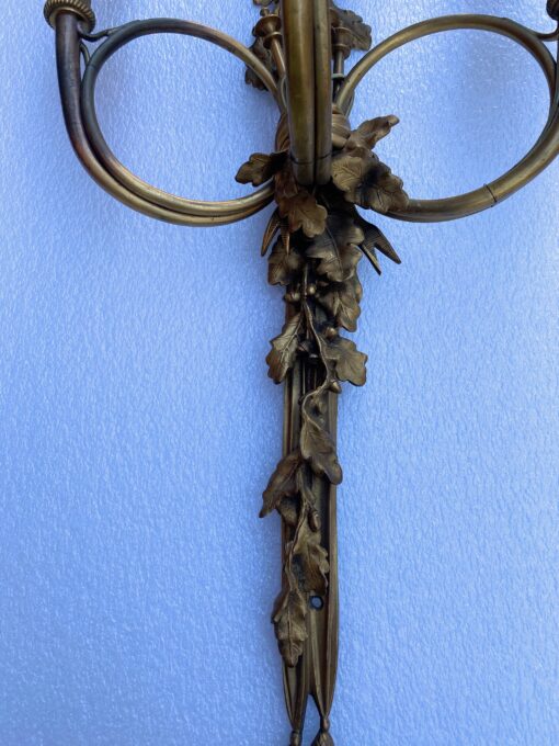 1900′ Paire d’ Appliques Style Louis 16 Bronze Doré Aux Cors De Chasse Signée Jansen – Image 28