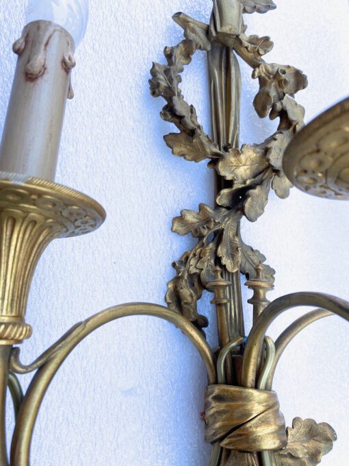 1900′ Paire d’ Appliques Style Louis 16 Bronze Doré Aux Cors De Chasse Signée Jansen – Image 22
