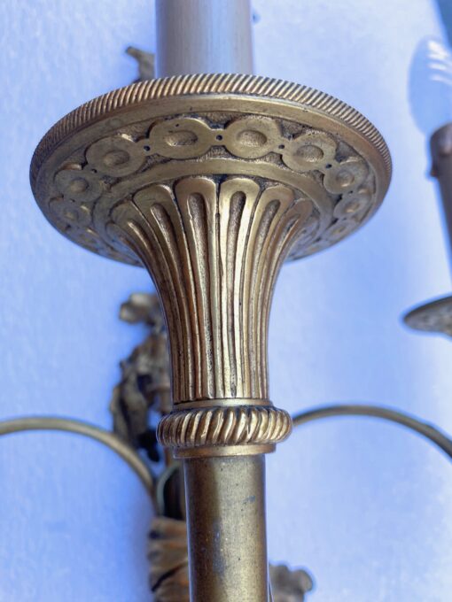 1900′ Paire d’ Appliques Style Louis 16 Bronze Doré Aux Cors De Chasse Signée Jansen – Image 20