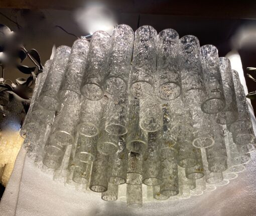 1970′ Chandelier Doria 4 Levels 60 Blown Glass Crystals Design Venini Murano - Image 12