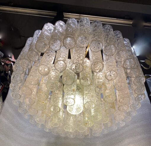 1970′ Chandelier Doria 4 Levels 60 Blown Glass Crystals Design Venini Murano - Image 9