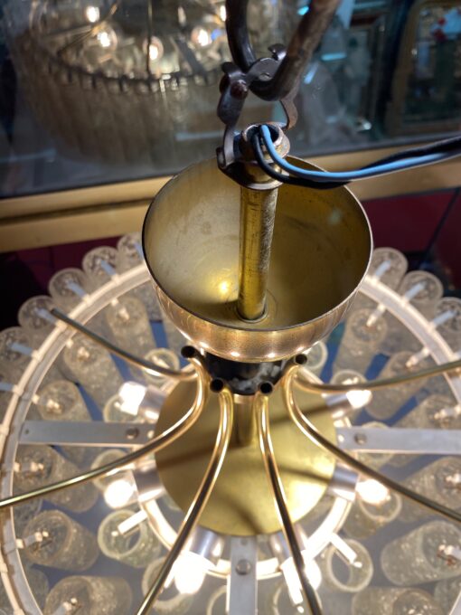 1970′ Chandelier Doria 4 Levels 60 Blown Glass Crystals Design Venini Murano - Image 6