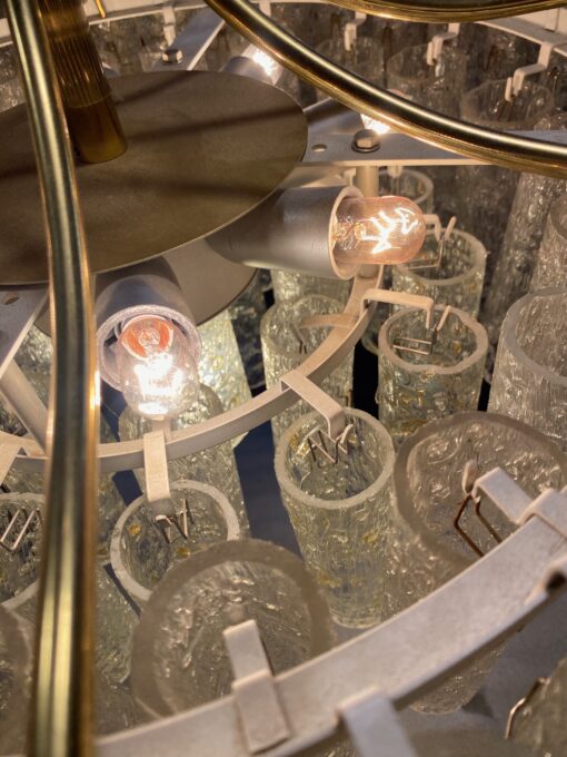 1970′ Chandelier Doria 4 Levels 60 Blown Glass Crystals Design Venini Murano - Image 4