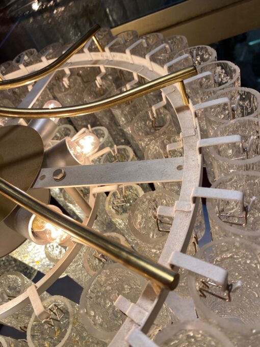 1970′ Chandelier Doria 4 Levels 60 Blown Glass Crystals Design Venini Murano - Image 3