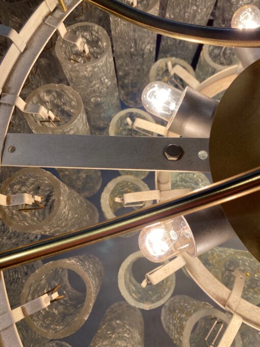1970′ Chandelier Doria 4 Levels 60 Blown Glass Crystals Design Venini Murano - Image 2