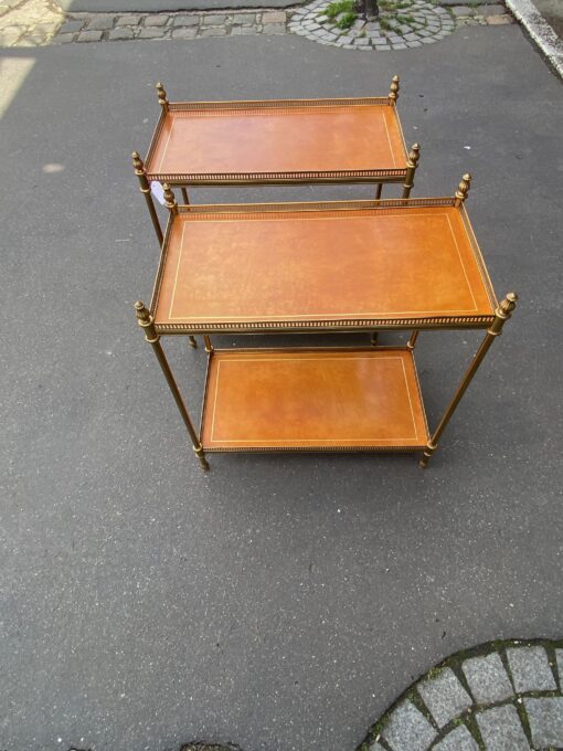 1970' Pair Of Shelves In Bronze With Galleries Maison Bagués And 2 Trays Sheathed In Tawny Leather 39 X 68 X H 73 cm - Image 12