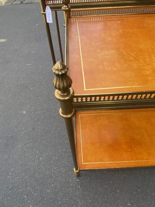 1970' Pair Of Shelves In Bronze With Galleries Maison Bagués And 2 Trays Sheathed In Tawny Leather 39 X 68 X H 73 cm - Image 10