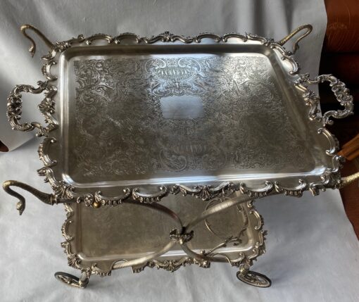 1950/70 Rolling Bar With Swan Neck Rocaille Style Silver Metal From Parisian Palace - Image 20