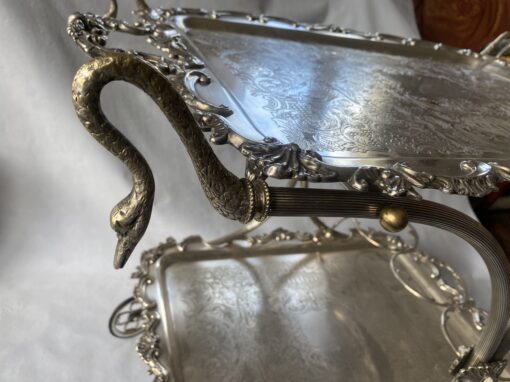 1950/70 Rolling Bar With Swan Neck Rocaille Style Silver Metal From Parisian Palace - Image 18