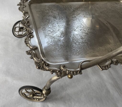 1950/70 Rolling Bar With Swan Neck Rocaille Style Silver Metal From Parisian Palace - Image 17