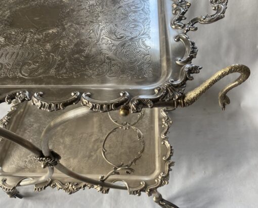 1950/70 Rolling Bar With Swan Neck Rocaille Style Silver Metal From Parisian Palace - Image 14