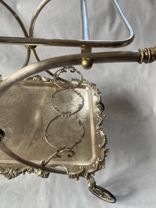 1950/70 Rolling Bar With Swan Neck Rocaille Style Silver Metal From Parisian Palace - Image 8