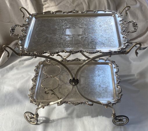 1950/70 Rolling Bar With Swan Neck Rocaille Style Silver Metal From Parisian Palace - Image 5