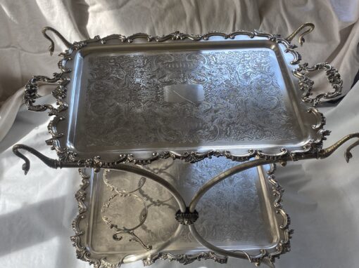 1950/70 Rolling Bar With Swan Neck Rocaille Style Silver Metal From Parisian Palace - Image 4