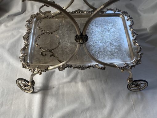 1950/70 Rolling Bar With Swan Neck Rocaille Style Silver Metal From Parisian Palace - Image 2